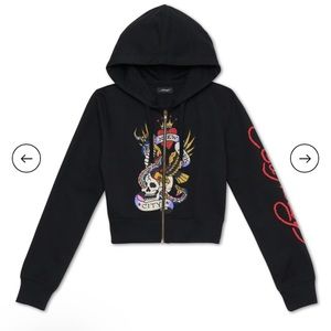 Nyc Skull Cropped Hoodie